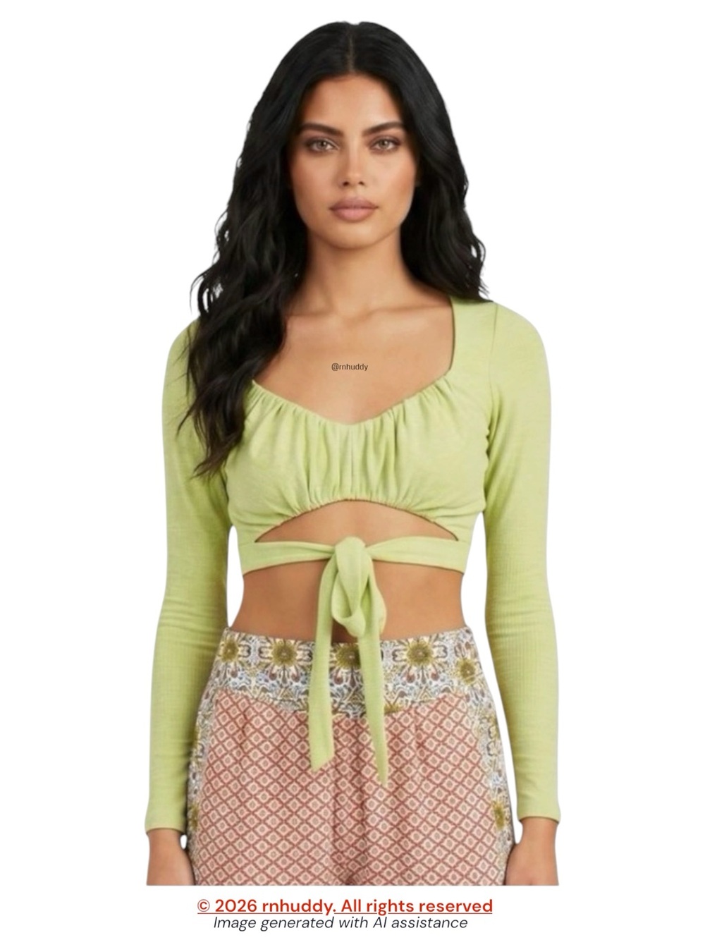 Urban Outfitters XS lime cropped wrap top